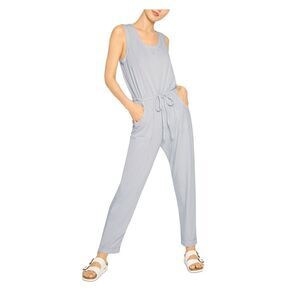 B NEW YORK Womens Straight leg Jumpsuit Tank Tie Sleeveless Scoop Neck Waist